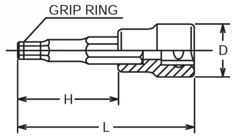 Ko-ken 3015M.62-8 3/8 Sq. Dr. Bit Socket  8mm Grip Ring Length 62mm