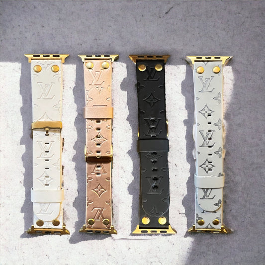 Monogram LV Vegan Leather Apple Watch Bands 38/40/41 mm / Black