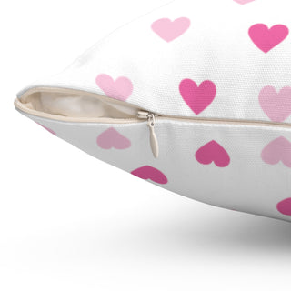 Pink Hearts Spun Polyester Square Pillow