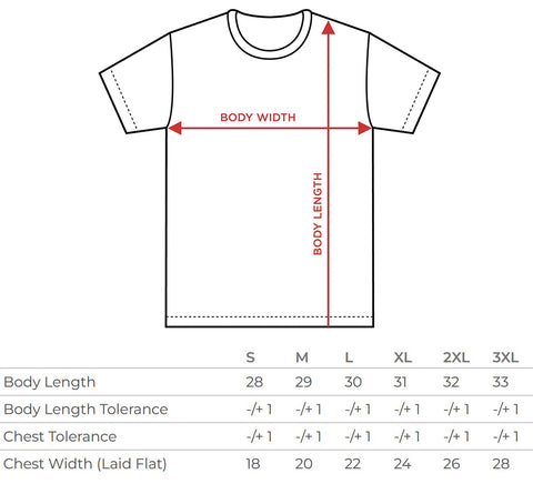 tee shirt size chart