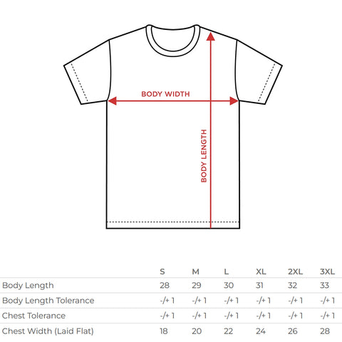 tee shirt size chart