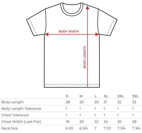 tee shirt size chart