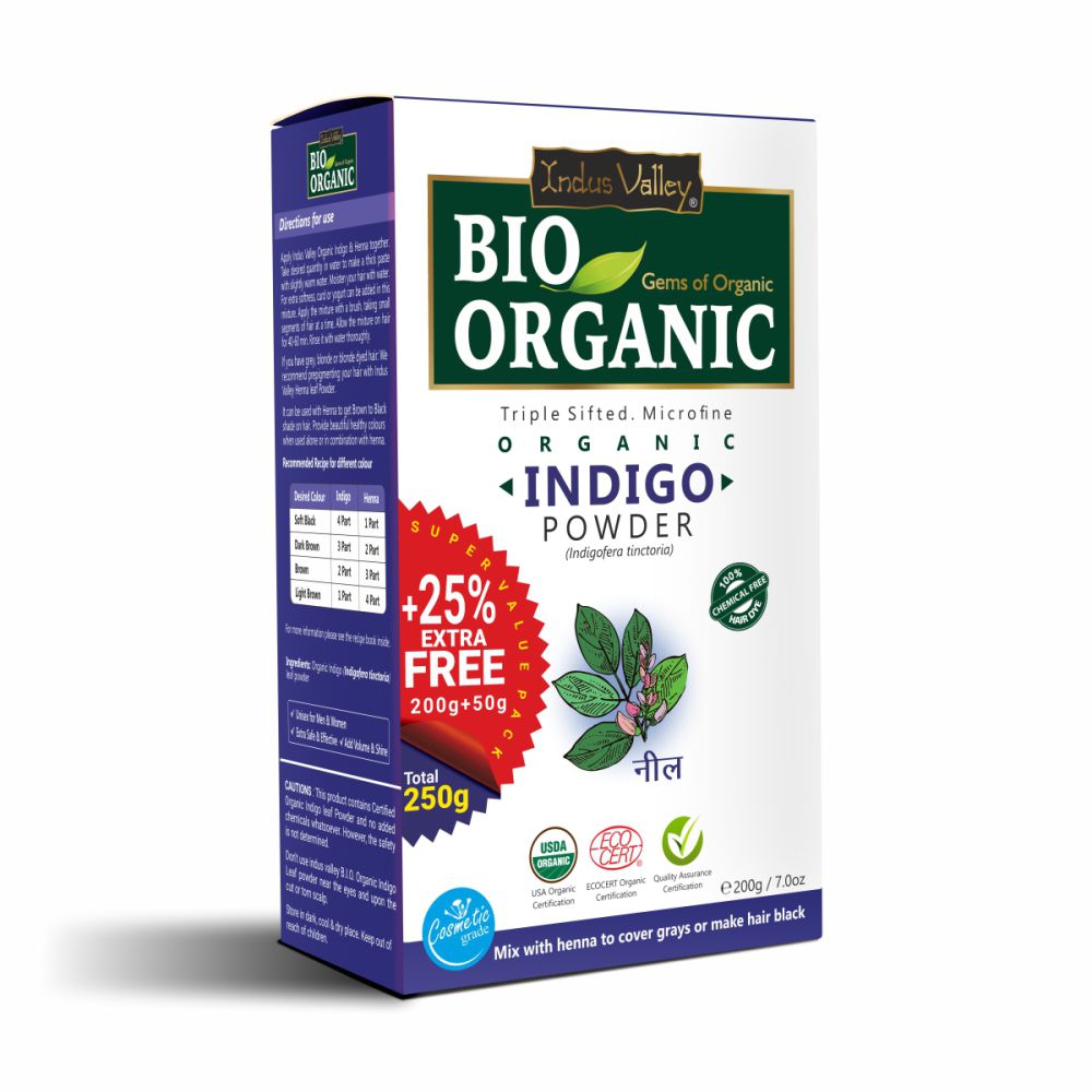 Bio Organic Indigo Powder For Hair Colour Indus Valley 7227