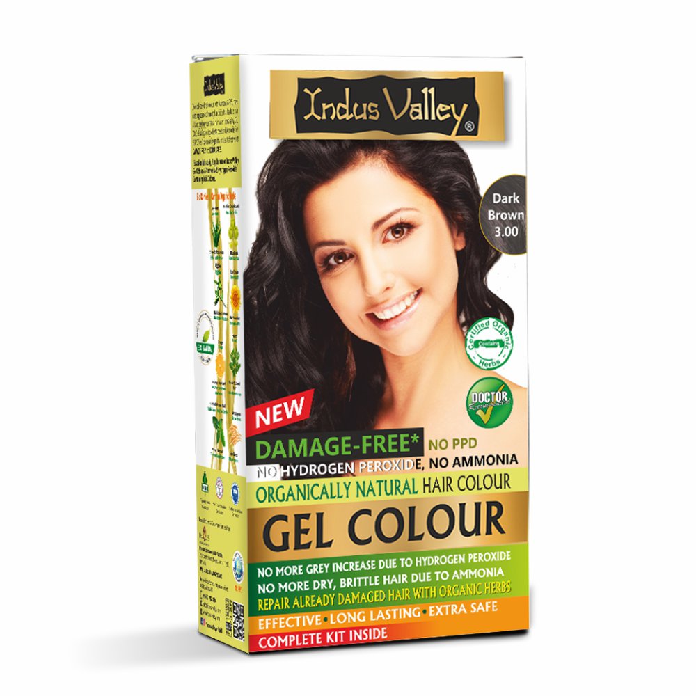 14 OFF on INDUS VALLEY Damage Free Gel Colour Permanent Herbal Hair Colour  Medium Brown 40 Kit 20g240g200ml2400ml on Amazon  PaisaWapascom