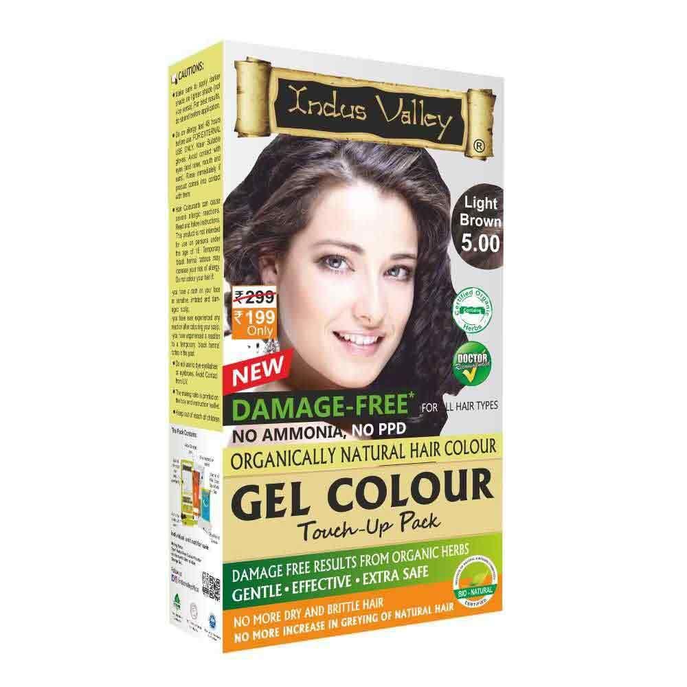 Indus Valley Damage Free Gel Hair Colour  Light Brown 500 TouchUpTrial  Pack