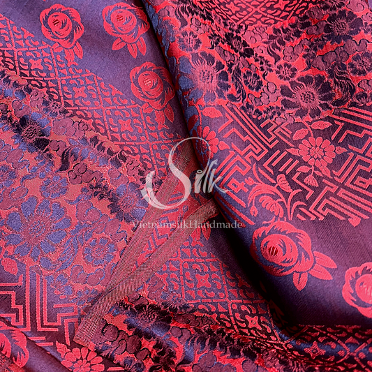 Red Silk fabric by the yard - Natural silk - Pure Mulberry Silk - Hand –  Villagesilk