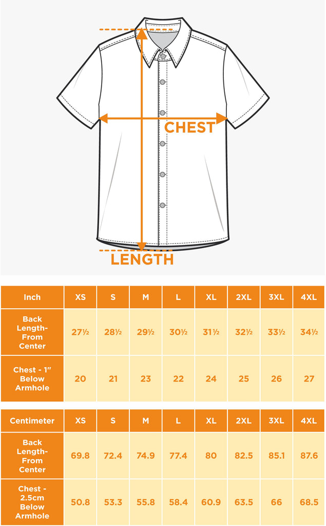 Size chart Men's Button up shirts | Raiana's Vibes