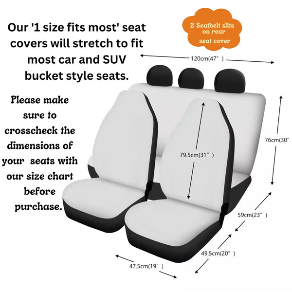 Size chart car seat covers full set | Raiana's Vibes