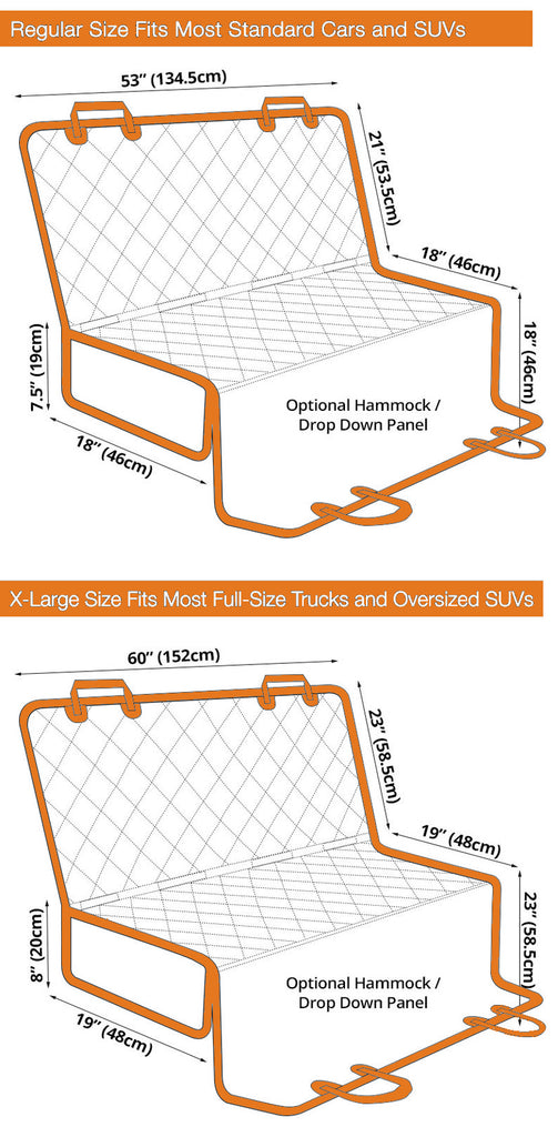 Size chart Back Seat Cover for dogs | Raiana's Vibes