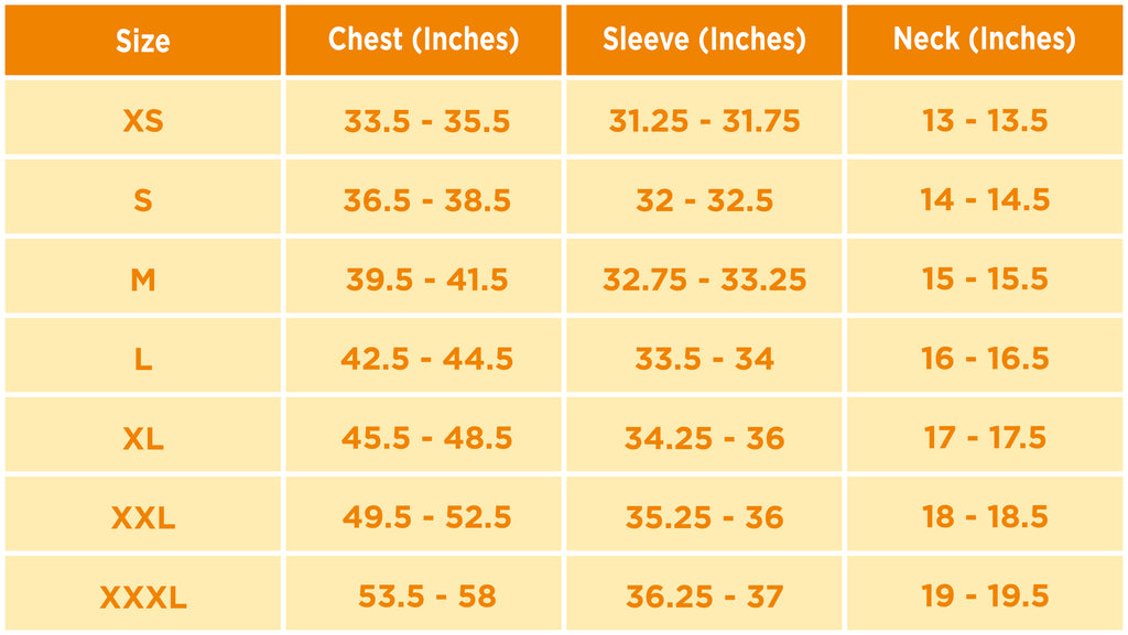 Size chart men tshirt | Raiana's Vibes