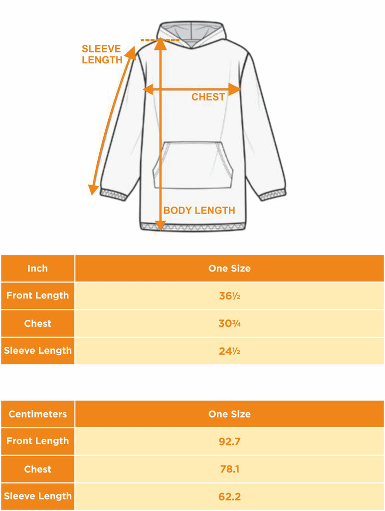 Size chart Blanket Hoodie | Raiana's Vibes