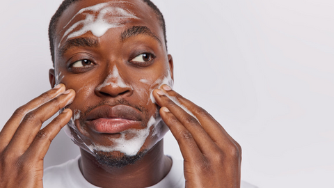 African American Model Using Soap