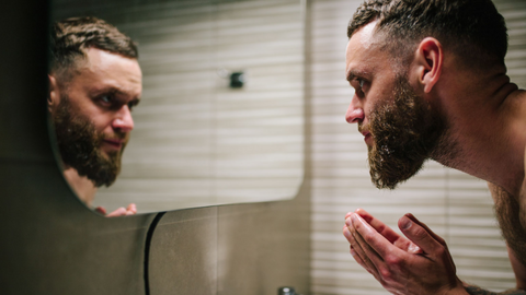 white model washing beard