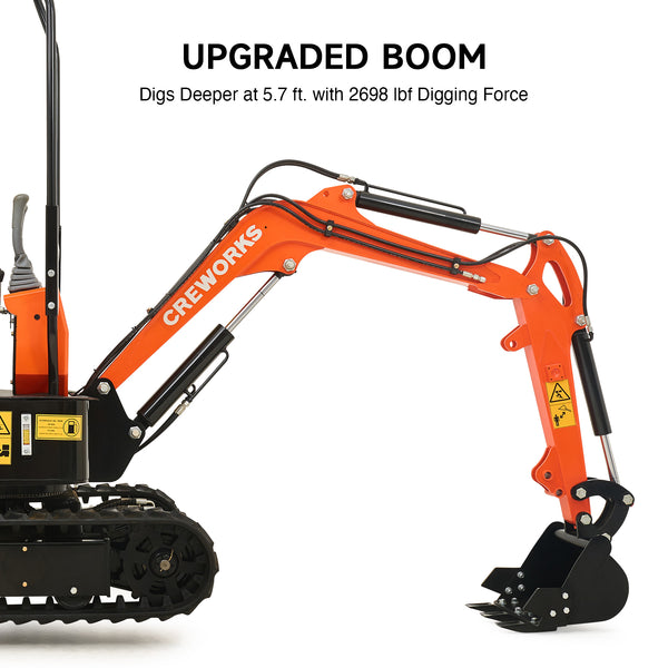 CREWORKS 13.8 HP Kubota Engine 1.1 Ton Mini Excavator with All-Terrain Tracks