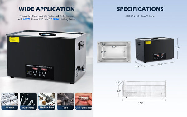 Ultrasonic Cleaner, Stainless Steel Ultrasonic Cleaning Machine 2L with  Heating Timing for Cleaning Applications of High‑accuracy Objects(US Plug)