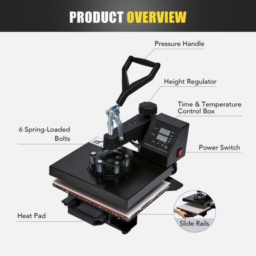 .com: Homedex 15x15 Inch Heat Press 5 in 1 Heat Transfer