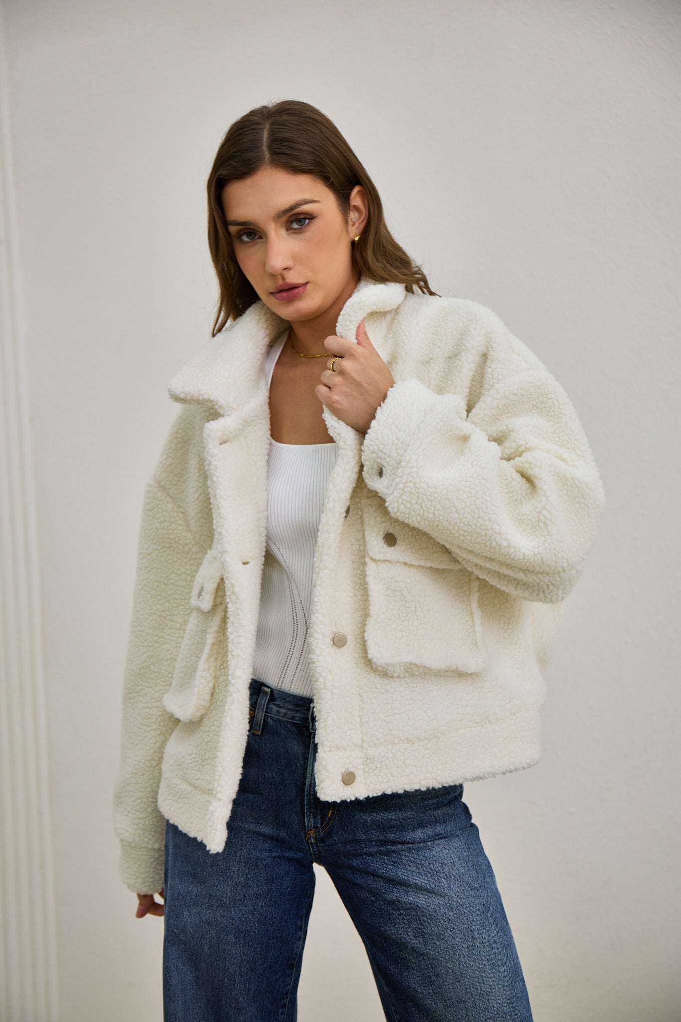 Kyla Off White Teddy Jacket