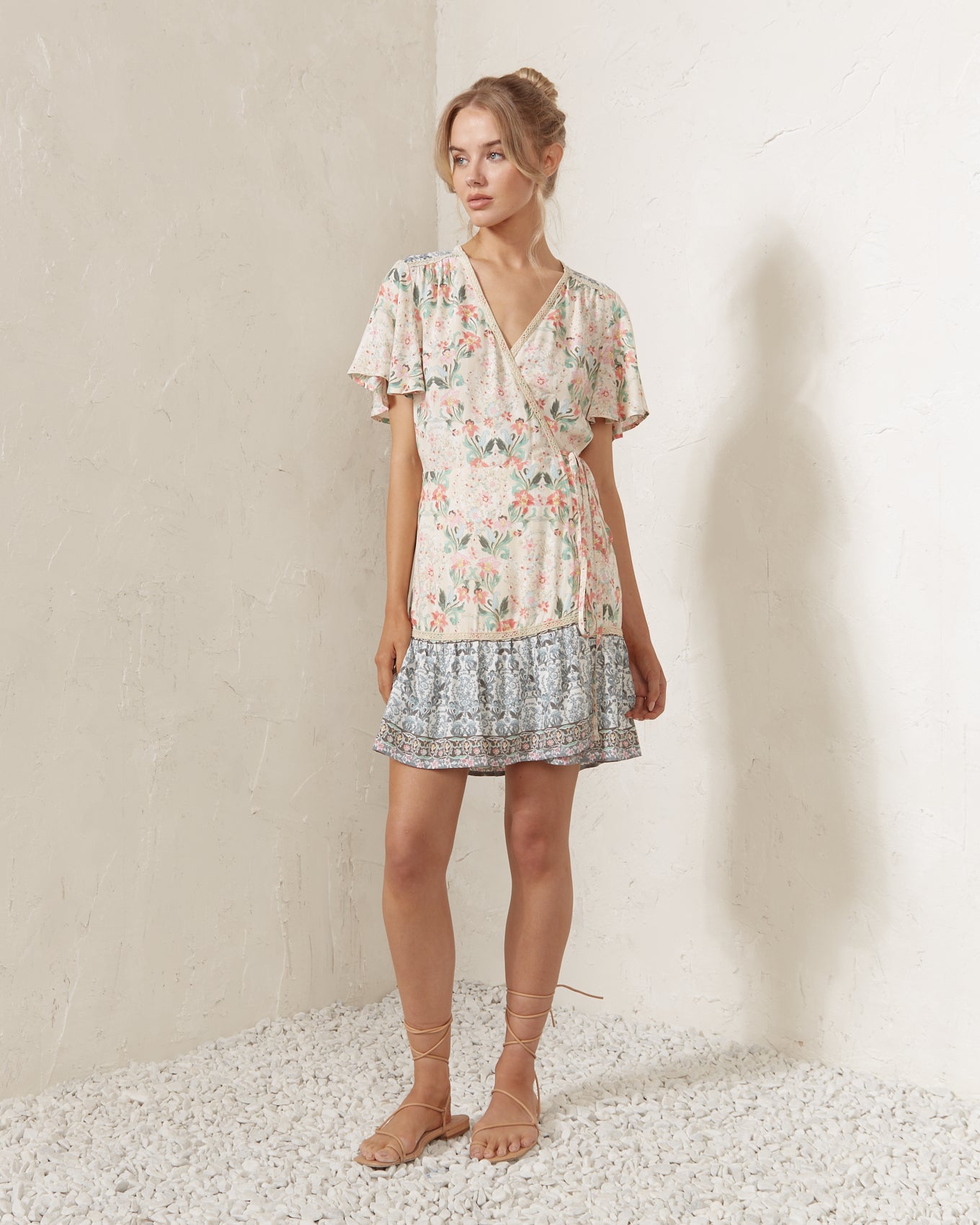 Ilse Wrap Floral Boho Mini Dress