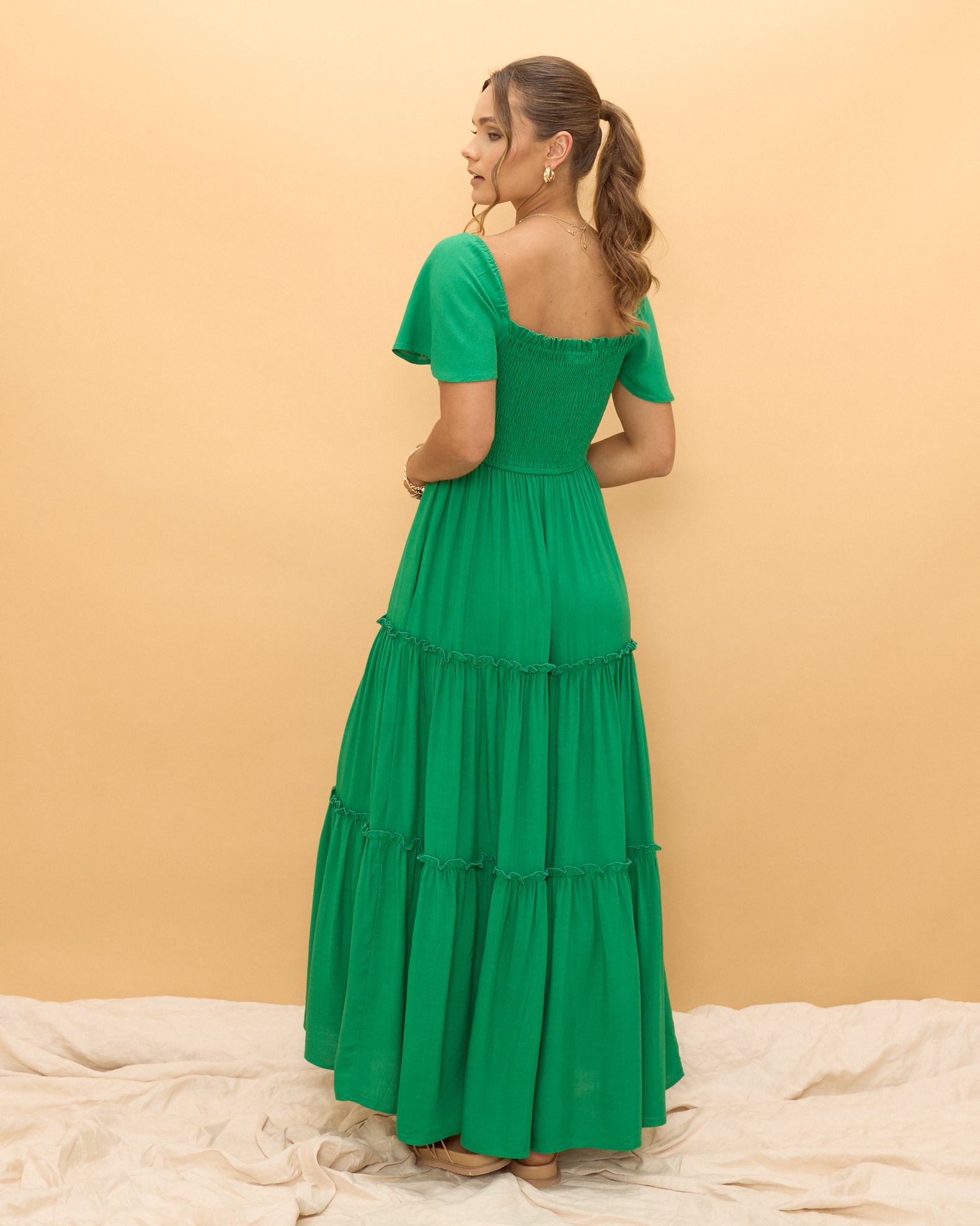 Terra Emerald Green Tiered Maxi Dress