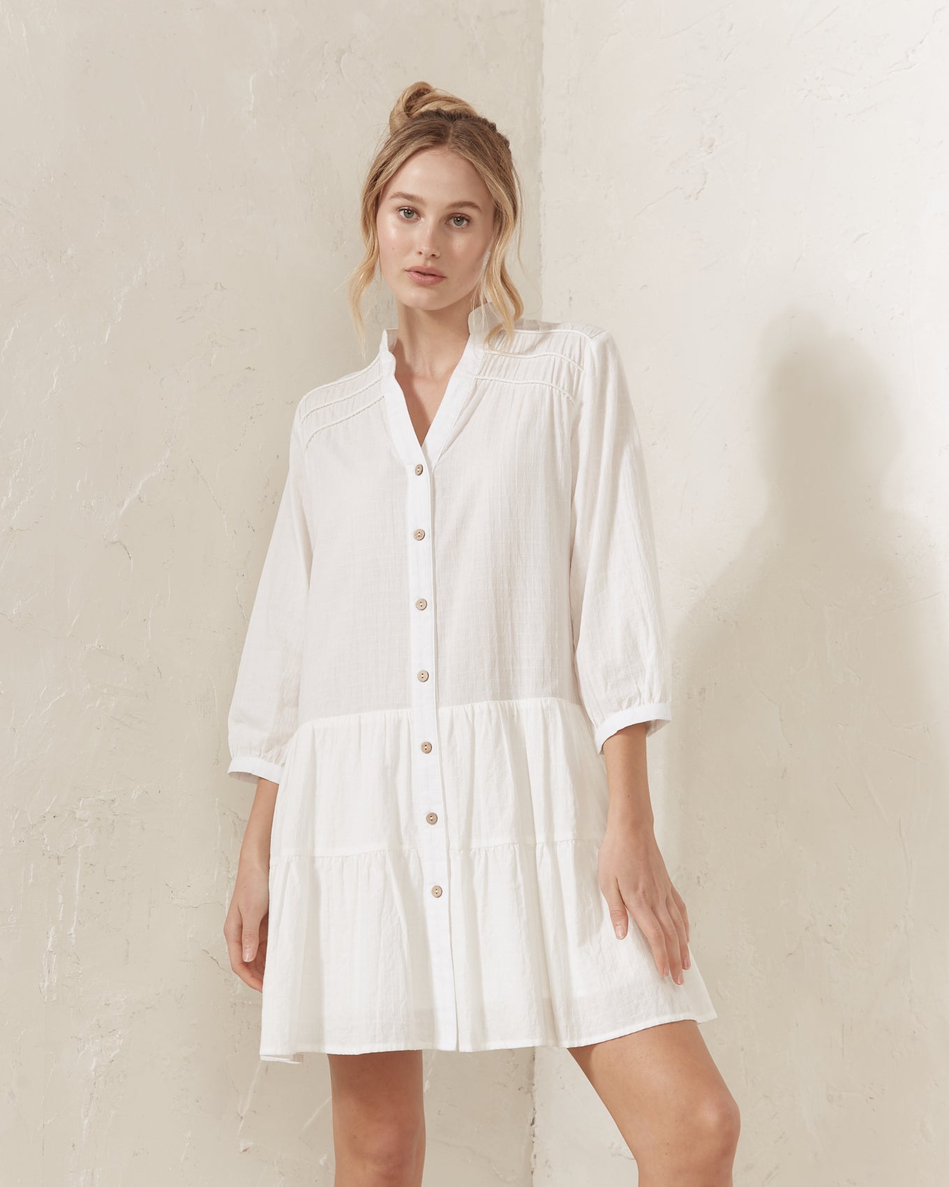 Gaby White Button Down Mini Dress