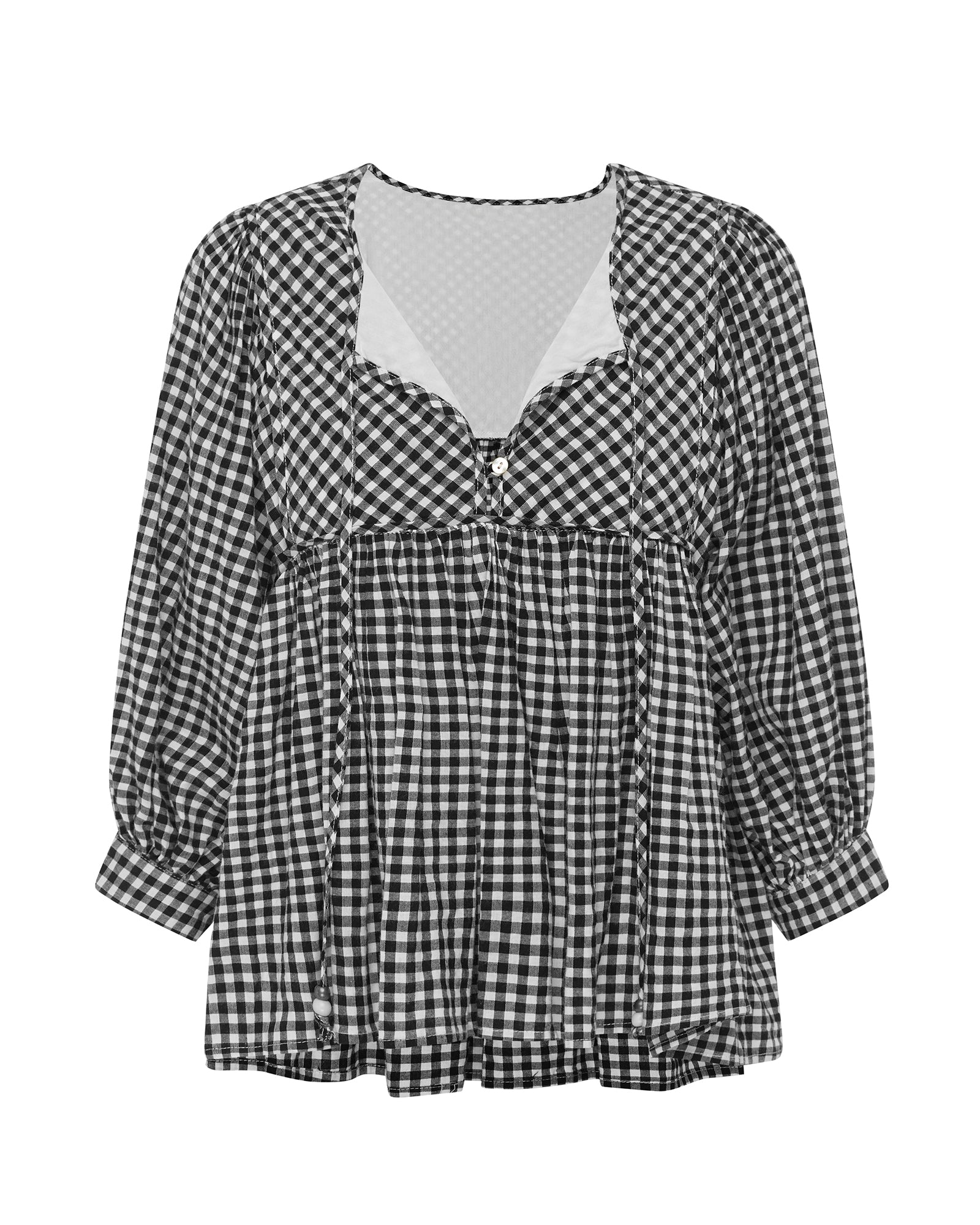 Gianni Black Gingham Blouse