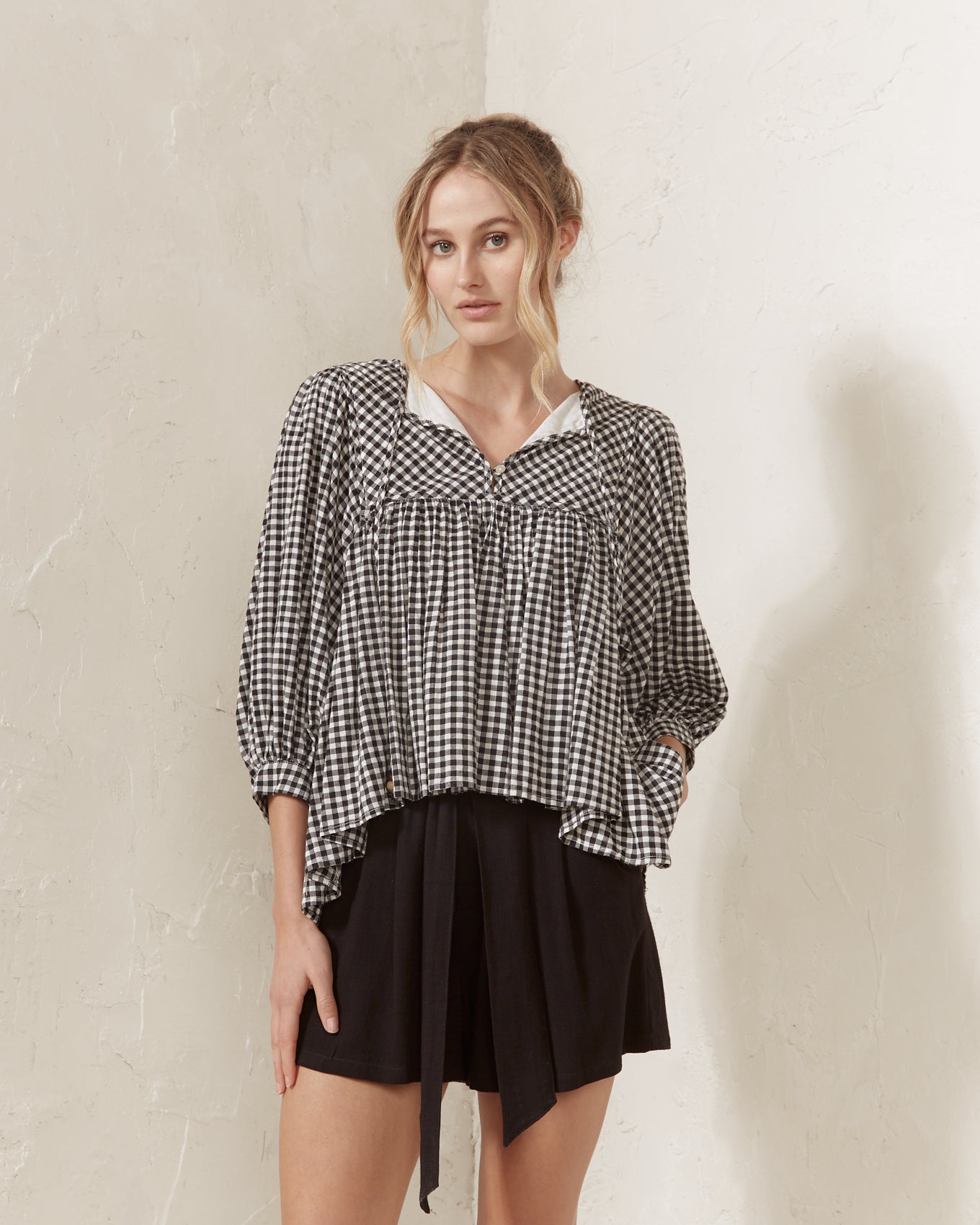 Gianni Black Gingham Blouse