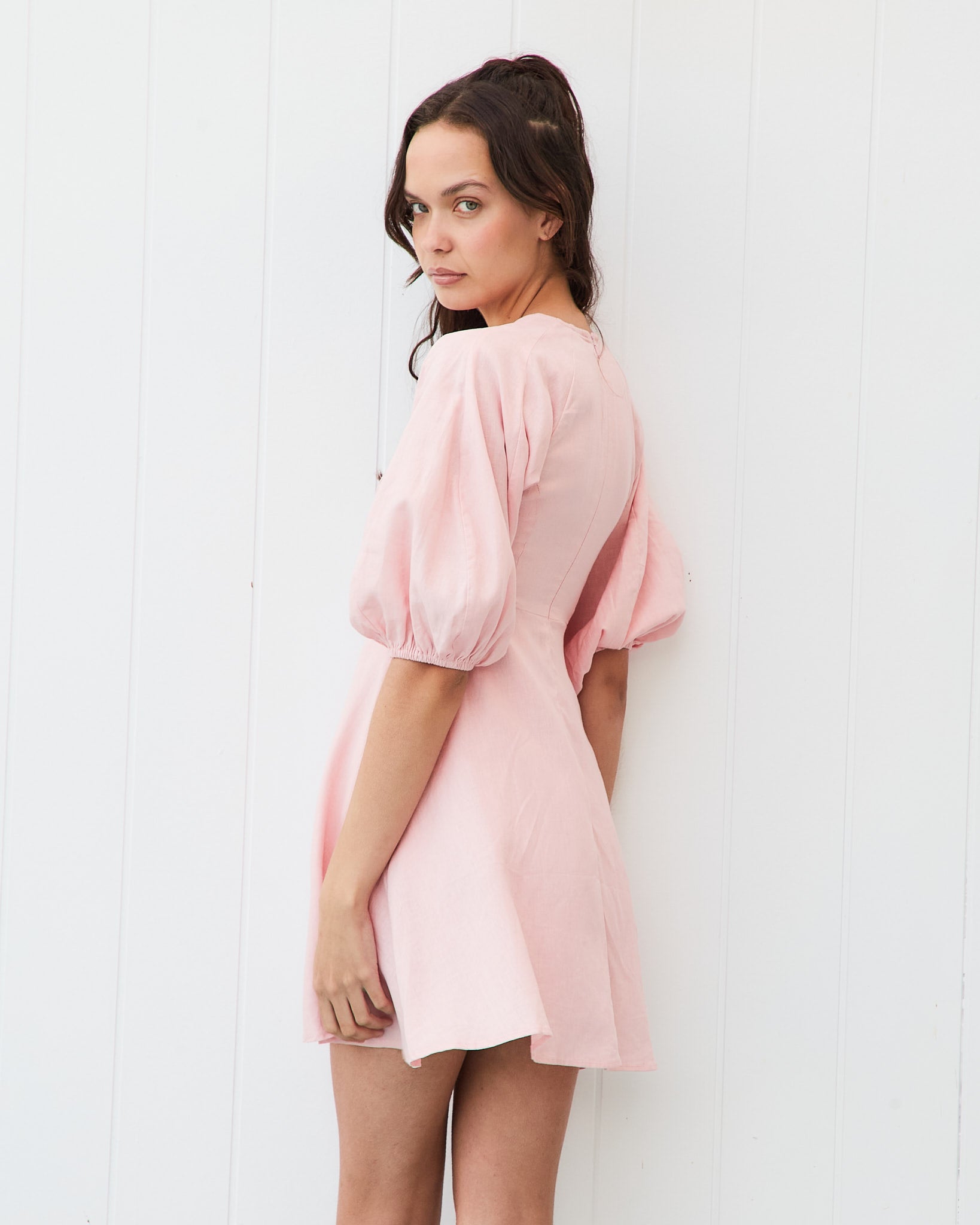 Kailani Pink Puff Sleeve Mini Dress