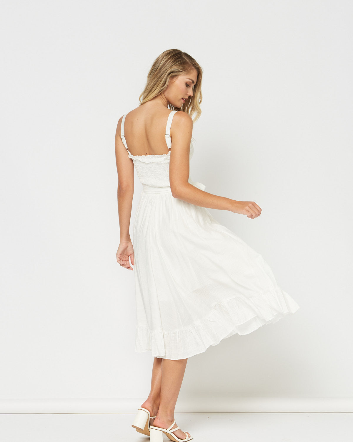 Calista White Midi Dress