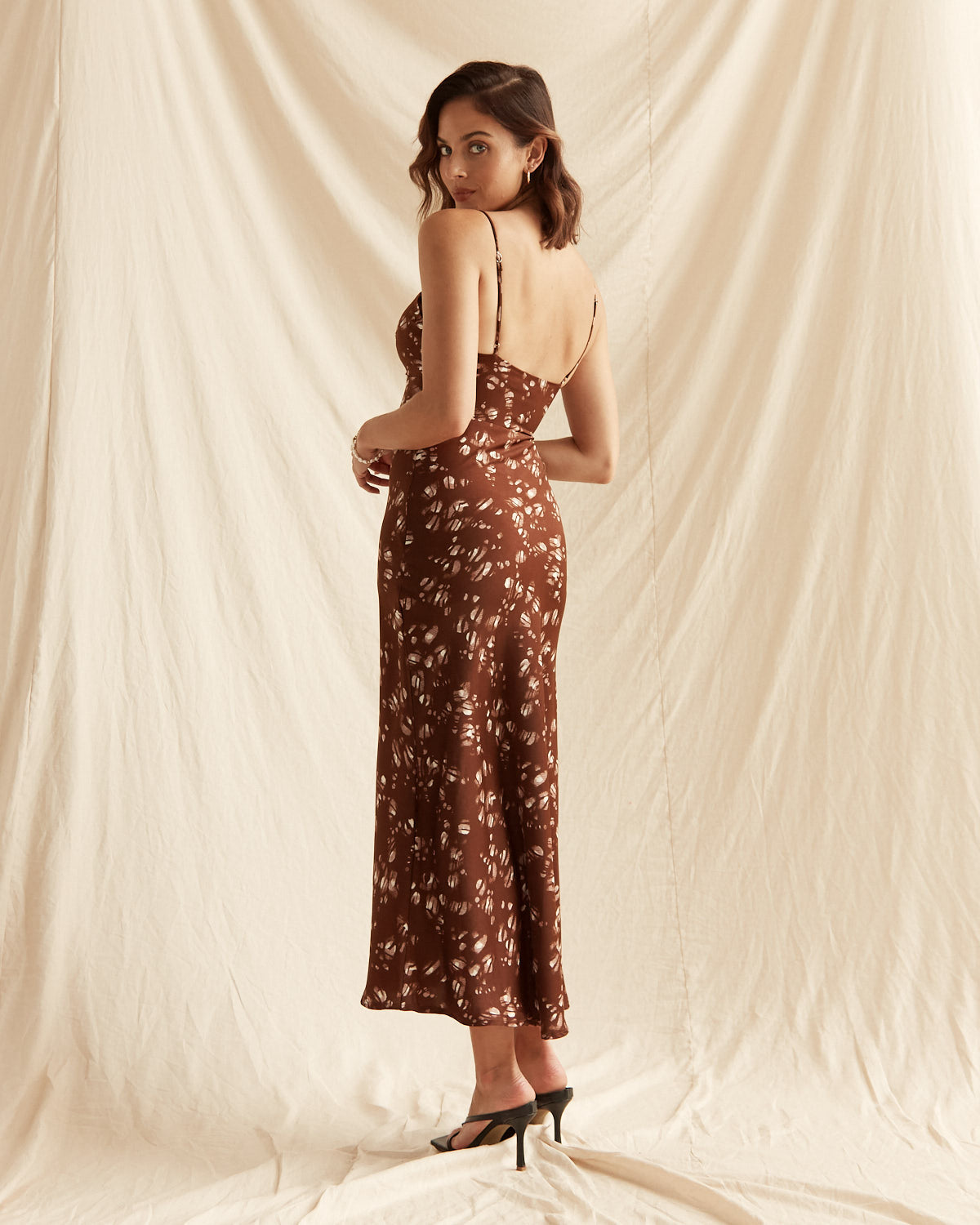 Lena Brown Print Midi Dress