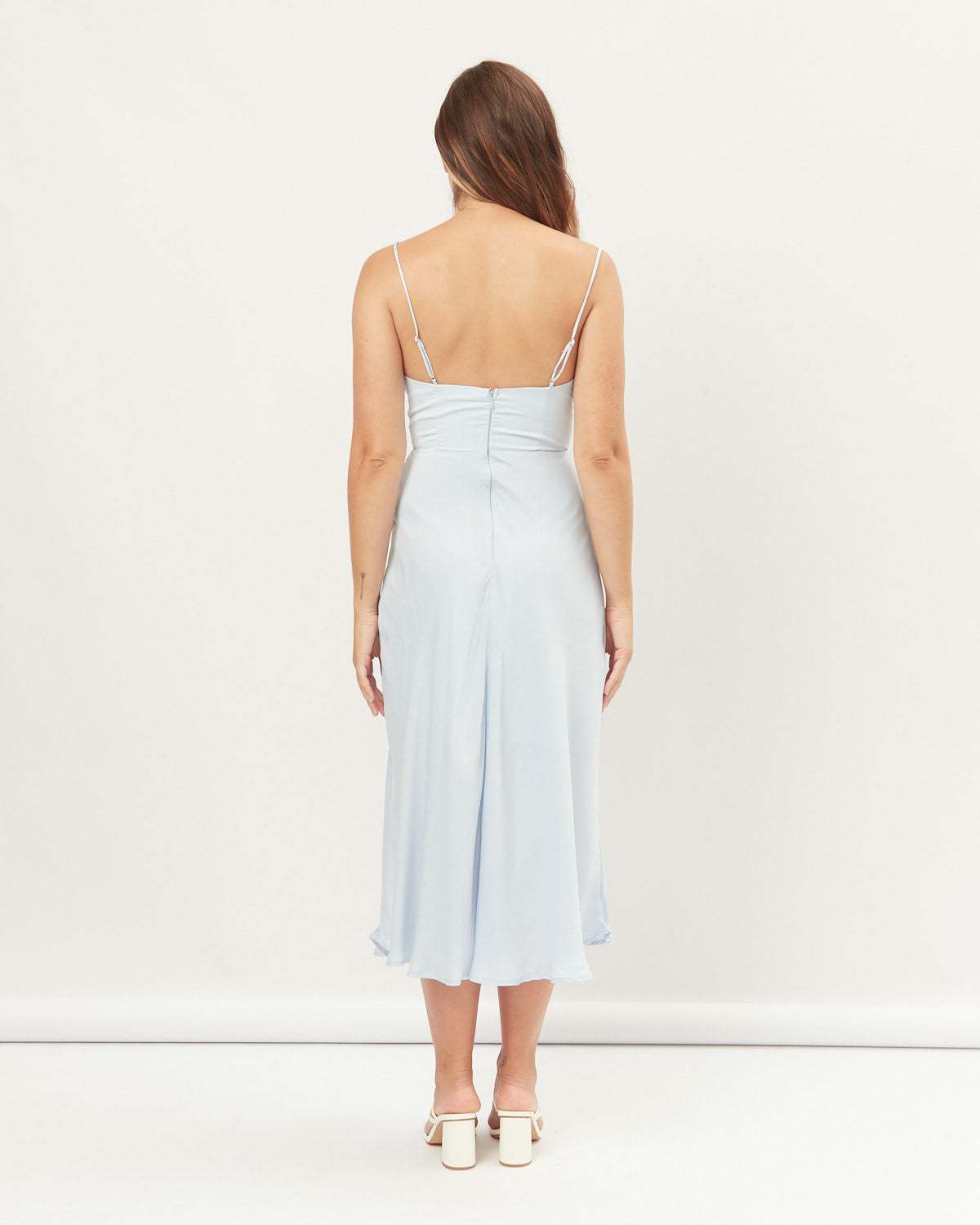 Lila Blue Sweetheart Plunge Midi Dress