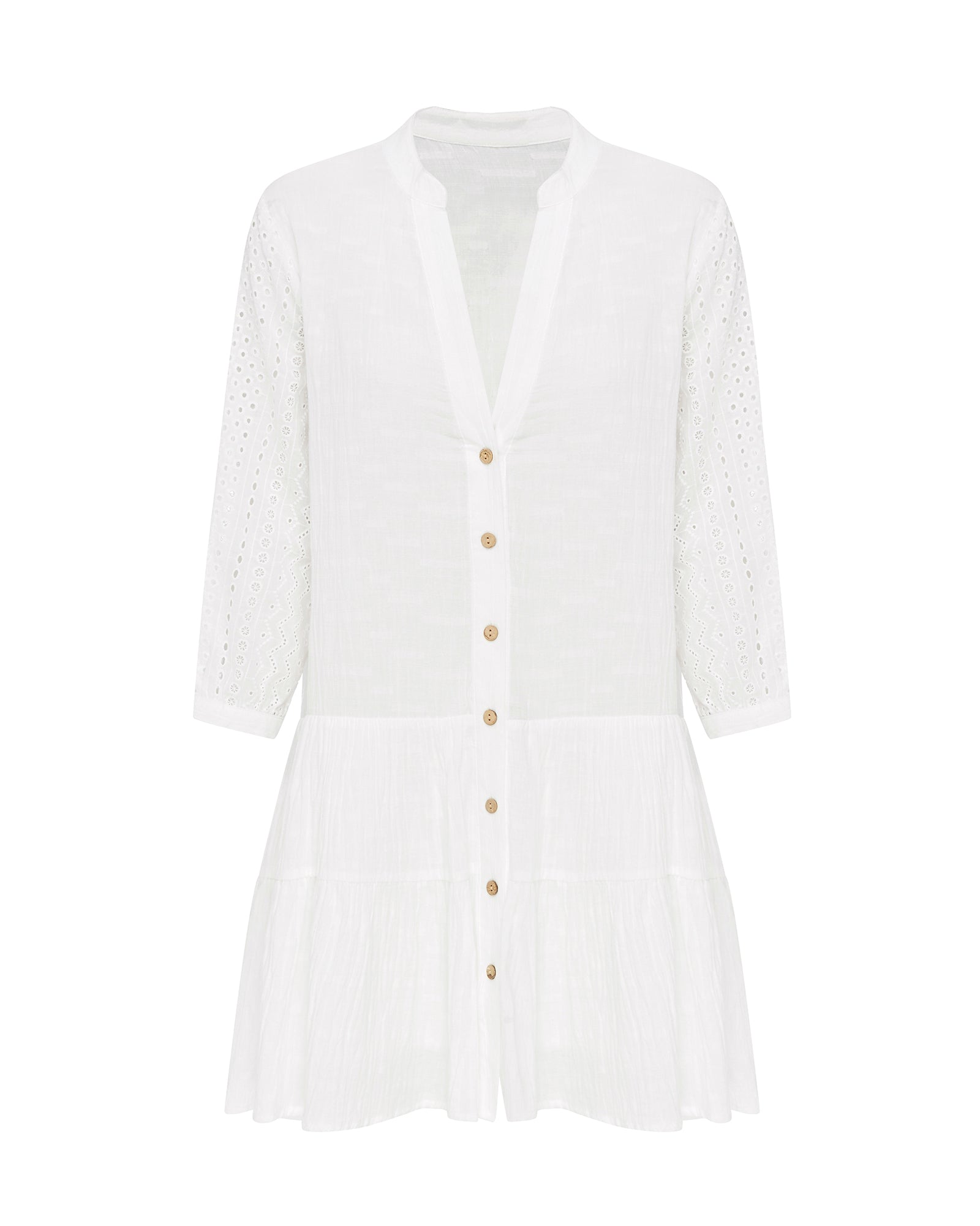 Gladys White Button Down Mini Dress