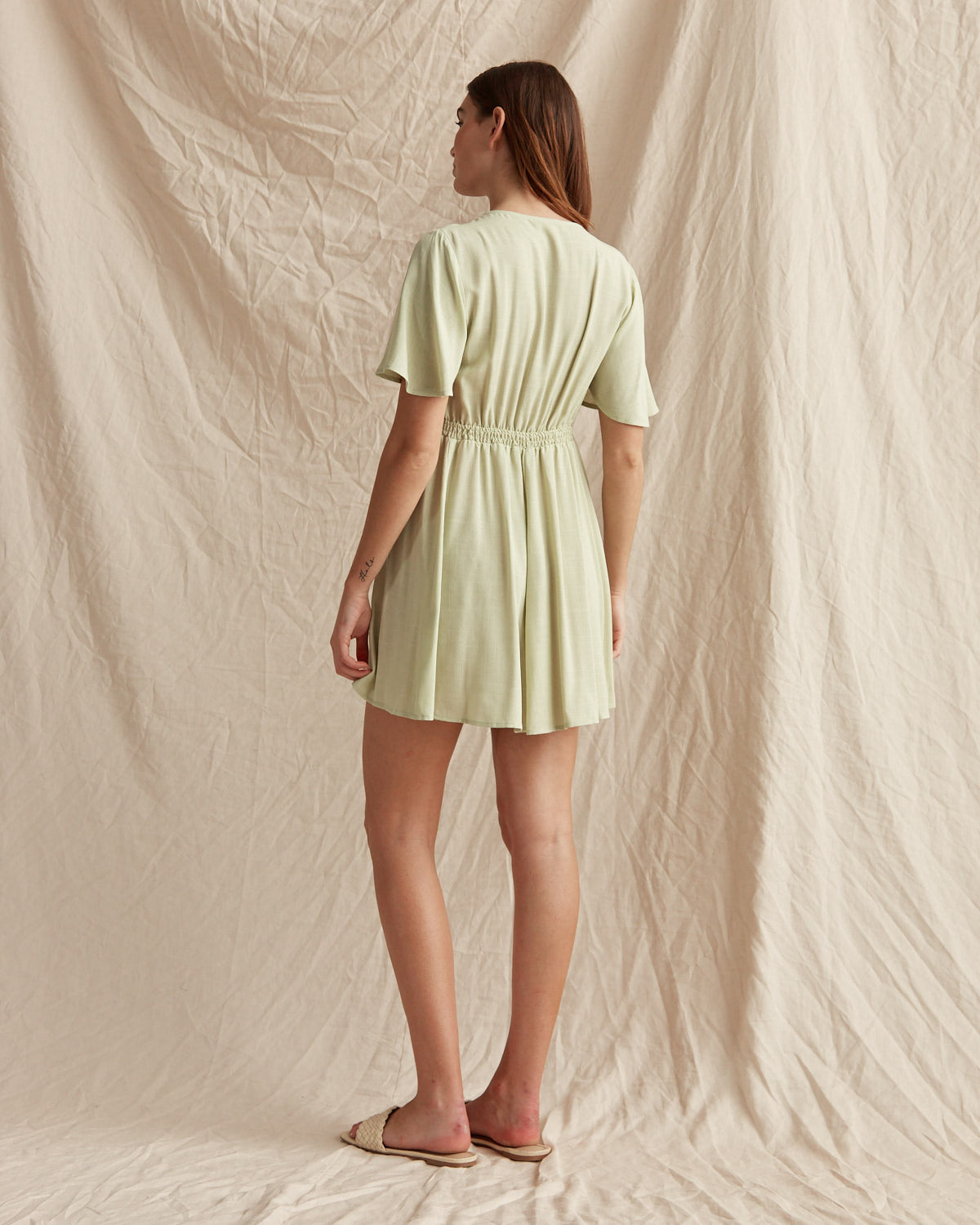 Umi Green Button Down Mini Dress