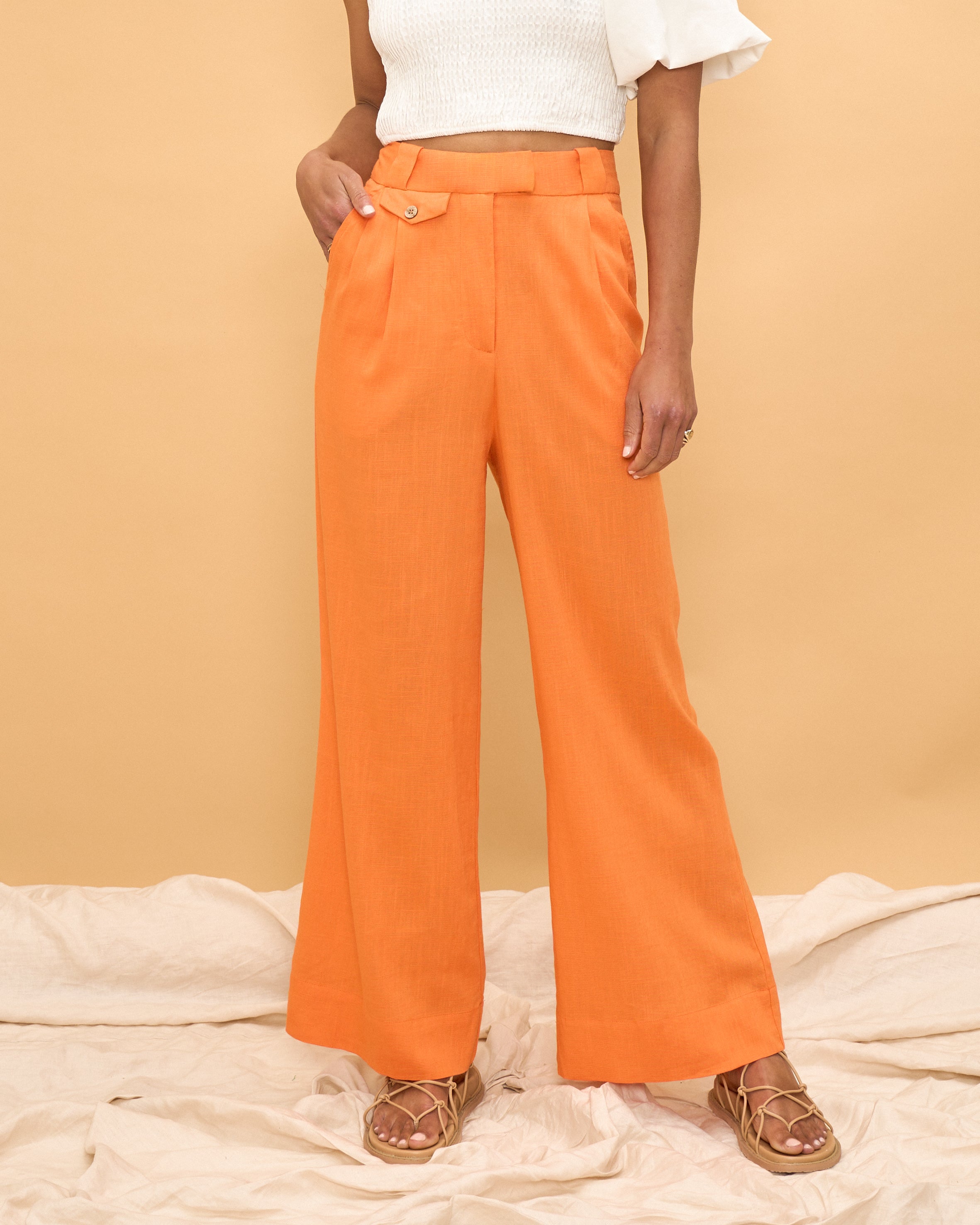 Nyomi Orange Wide Leg Pants