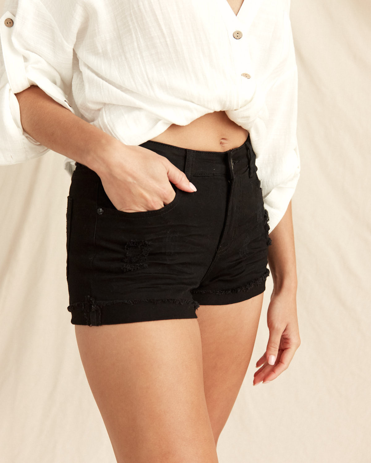 Willa Black Denim Shorts