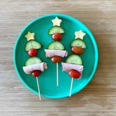 cheese, cucumber, ham & tomato Christmas skewers for kids