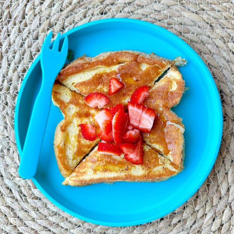 french toast on a bamboo plate