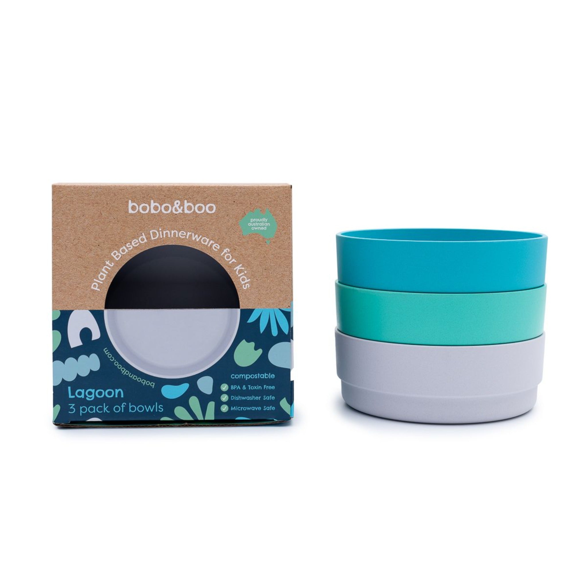 Bobo&Boo Bamboo Kids Snack Bowls, Set of 4 Bamboo Dishes, Non Toxic, Eco & Kids