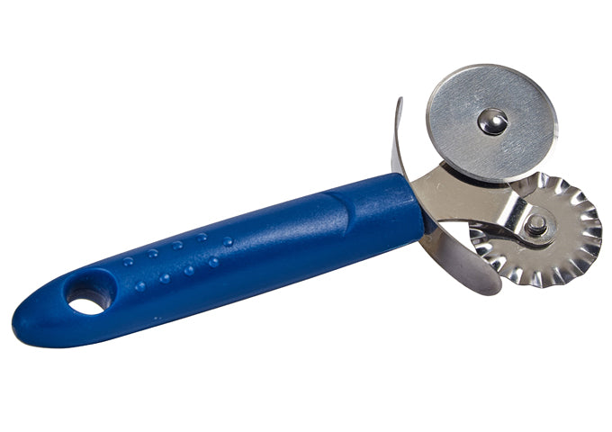 Winco PPC-1D Straight and Fluted Stainless Steel Double Pastry Wheel with Plastic Handle