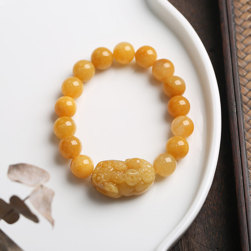 Dropshipped Meaning|elegant Gold-colored Hetian Jade Strand Bracelet For  Women - Fashion Jewelry