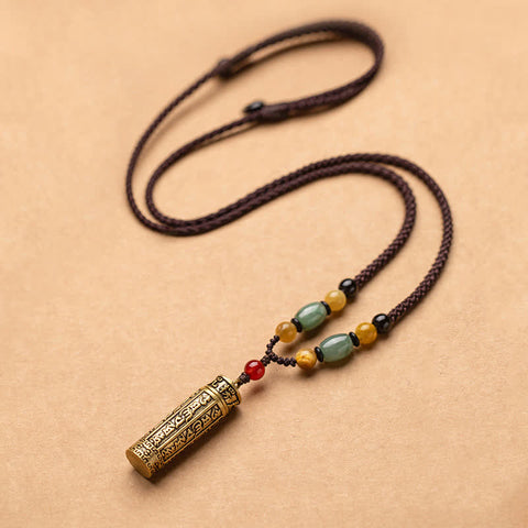 Buddha Stones Tibet Om Mani Padme Hum Agate Shurangama Sutra Protection Necklace Pendant