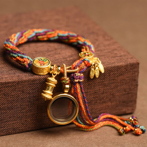 Buddha Stones Tibetan Om Mani Padme Hum Dreamcatcher Luck Colorful Samsara Knot String Bracelet