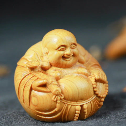 Laughing Buddha Boxwood Compassion Home Car Decoration