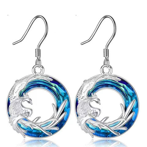 Phoenix Firebird Crystal Luck Protection Necklace Pendant Earrings
