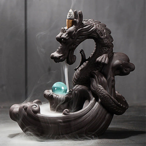 Buddha Stones Tibetan Dragon Protection Incense Burner Decoration