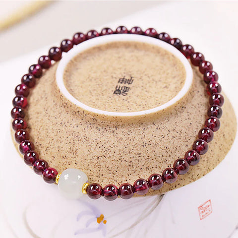 Buddha Stones Natural Garnet Jade Bead Purification Bracelet