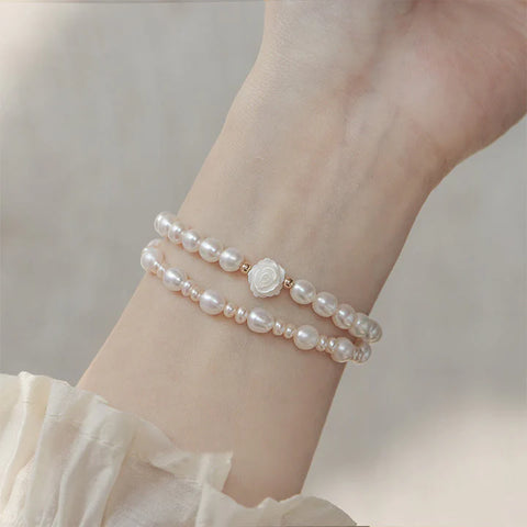 Buddha Stones Natural Flower Pearl Sincerity Bead Bracelet