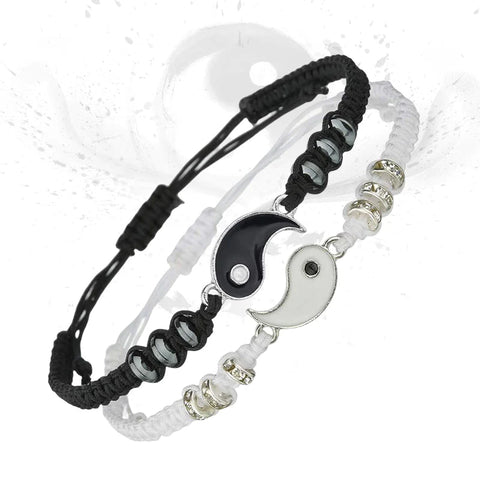 Buddha Stones 2pcs Yin Yang Hematite Couple Bracelet