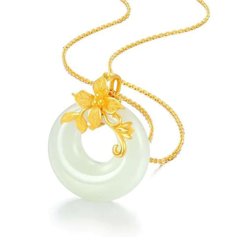 Buddha Stones Tibetan White Jade Calm Necklace