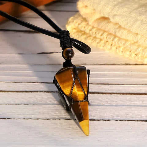 Buddha Stones Natural Stone Pointed Pendant Necklace
