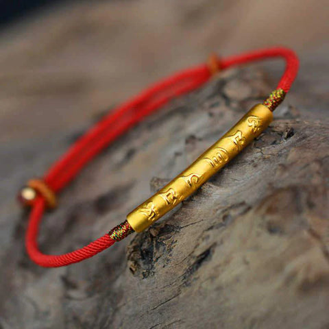 Buddha Stones Tibetan Buddhist Handmade Mani Mantra Lucky Red String Bracelet